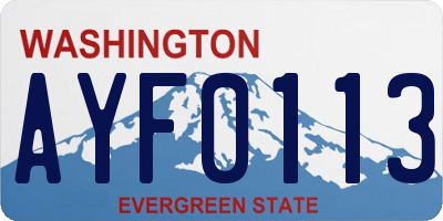 WA license plate AYF0113
