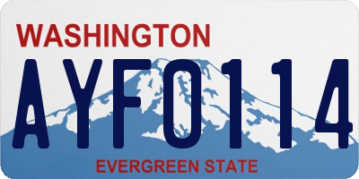 WA license plate AYF0114