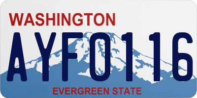 WA license plate AYF0116