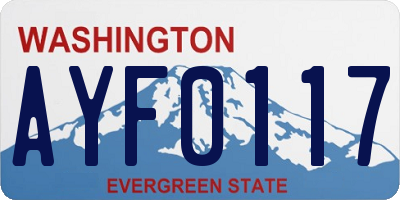 WA license plate AYF0117