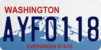 WA license plate AYF0118