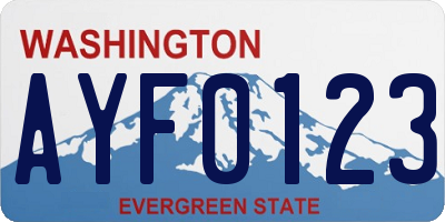 WA license plate AYF0123