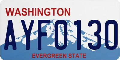 WA license plate AYF0130