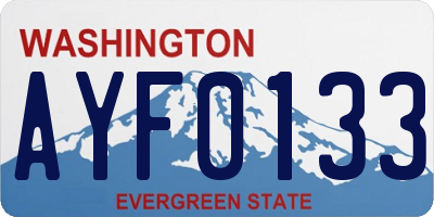 WA license plate AYF0133