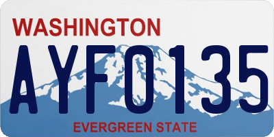 WA license plate AYF0135