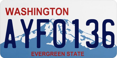 WA license plate AYF0136