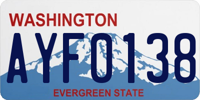 WA license plate AYF0138