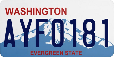 WA license plate AYF0181