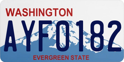 WA license plate AYF0182