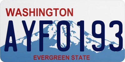 WA license plate AYF0193