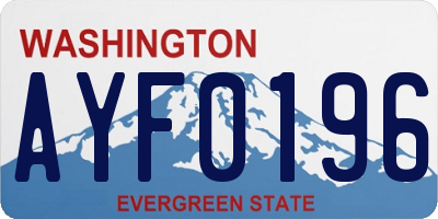 WA license plate AYF0196
