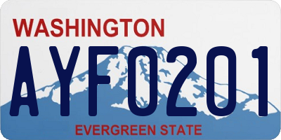 WA license plate AYF0201