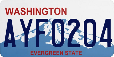 WA license plate AYF0204
