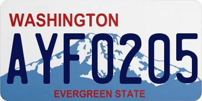 WA license plate AYF0205
