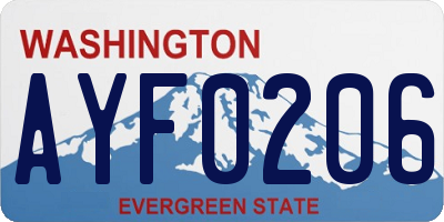WA license plate AYF0206