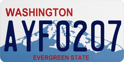 WA license plate AYF0207