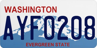 WA license plate AYF0208