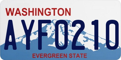 WA license plate AYF0210