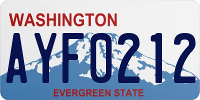 WA license plate AYF0212