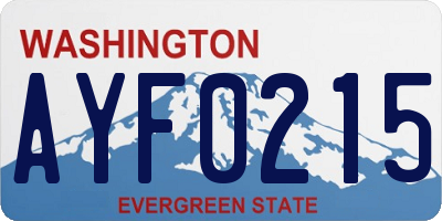WA license plate AYF0215