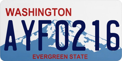 WA license plate AYF0216