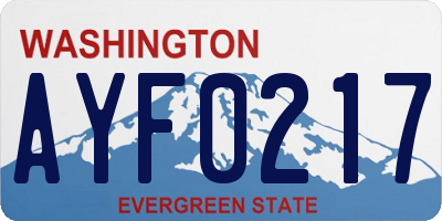 WA license plate AYF0217