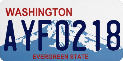 WA license plate AYF0218