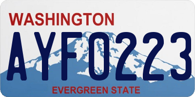 WA license plate AYF0223