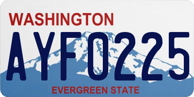 WA license plate AYF0225