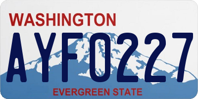 WA license plate AYF0227