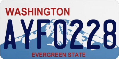 WA license plate AYF0228