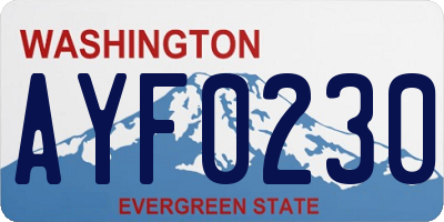 WA license plate AYF0230