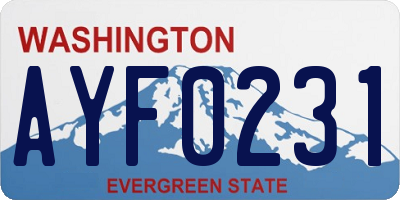 WA license plate AYF0231