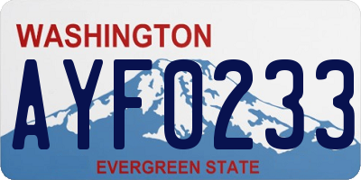 WA license plate AYF0233