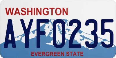 WA license plate AYF0235