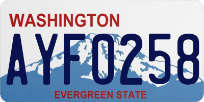 WA license plate AYF0258