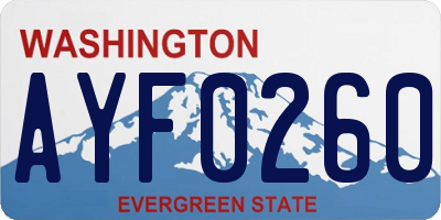 WA license plate AYF0260