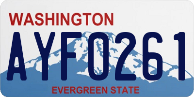 WA license plate AYF0261