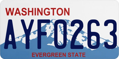 WA license plate AYF0263