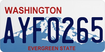 WA license plate AYF0265