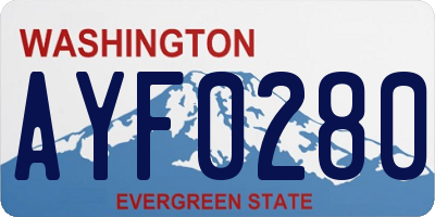 WA license plate AYF0280