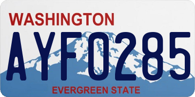 WA license plate AYF0285