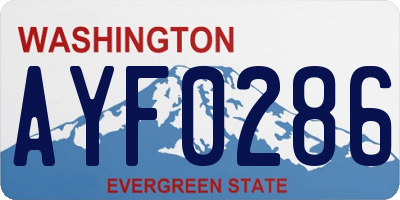 WA license plate AYF0286