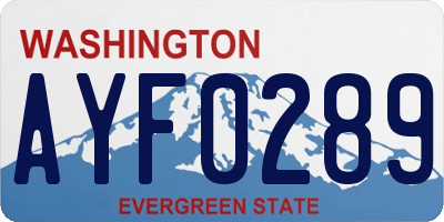 WA license plate AYF0289