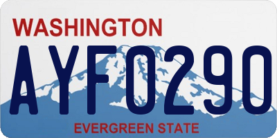 WA license plate AYF0290