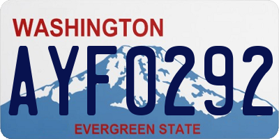 WA license plate AYF0292