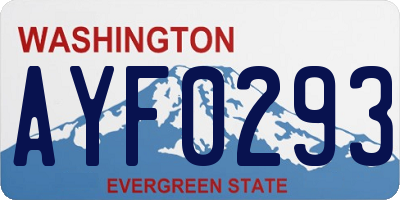 WA license plate AYF0293