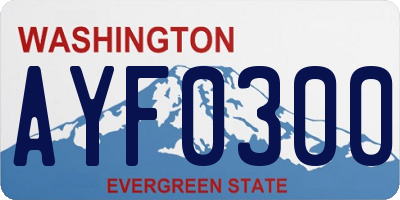 WA license plate AYF0300