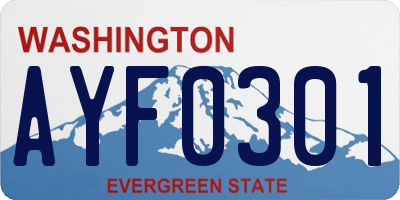 WA license plate AYF0301
