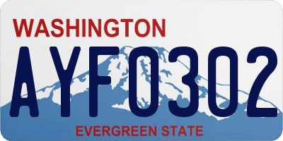 WA license plate AYF0302